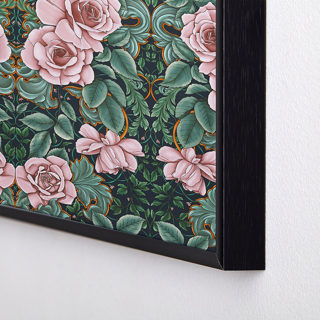 Marta Barragan Camarasa Ornate Vintage Rose Garden Square Metal Framed Art Print