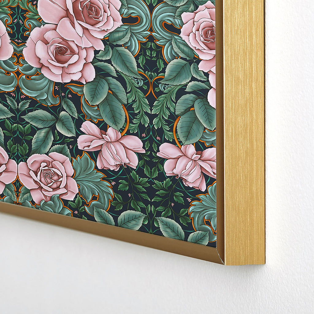 Marta Barragan Camarasa Ornate Vintage Rose Garden Square Metal Framed Art Print