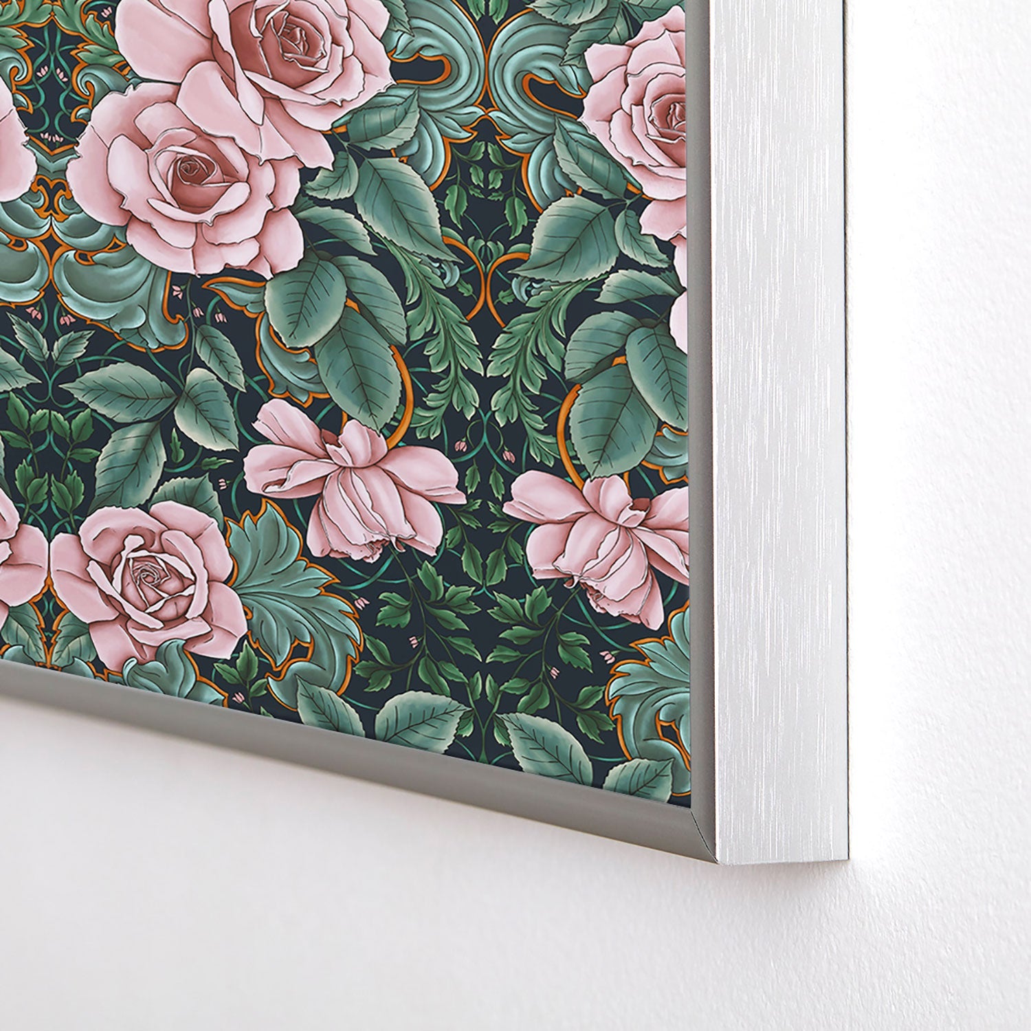 Marta Barragan Camarasa Ornate Vintage Rose Garden Square Metal Framed Art Print