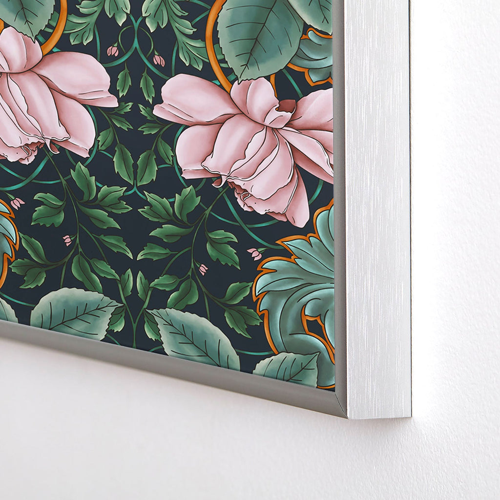 Marta Barragan Camarasa Ornate Vintage Rose Garden Square Metal Framed Art Print