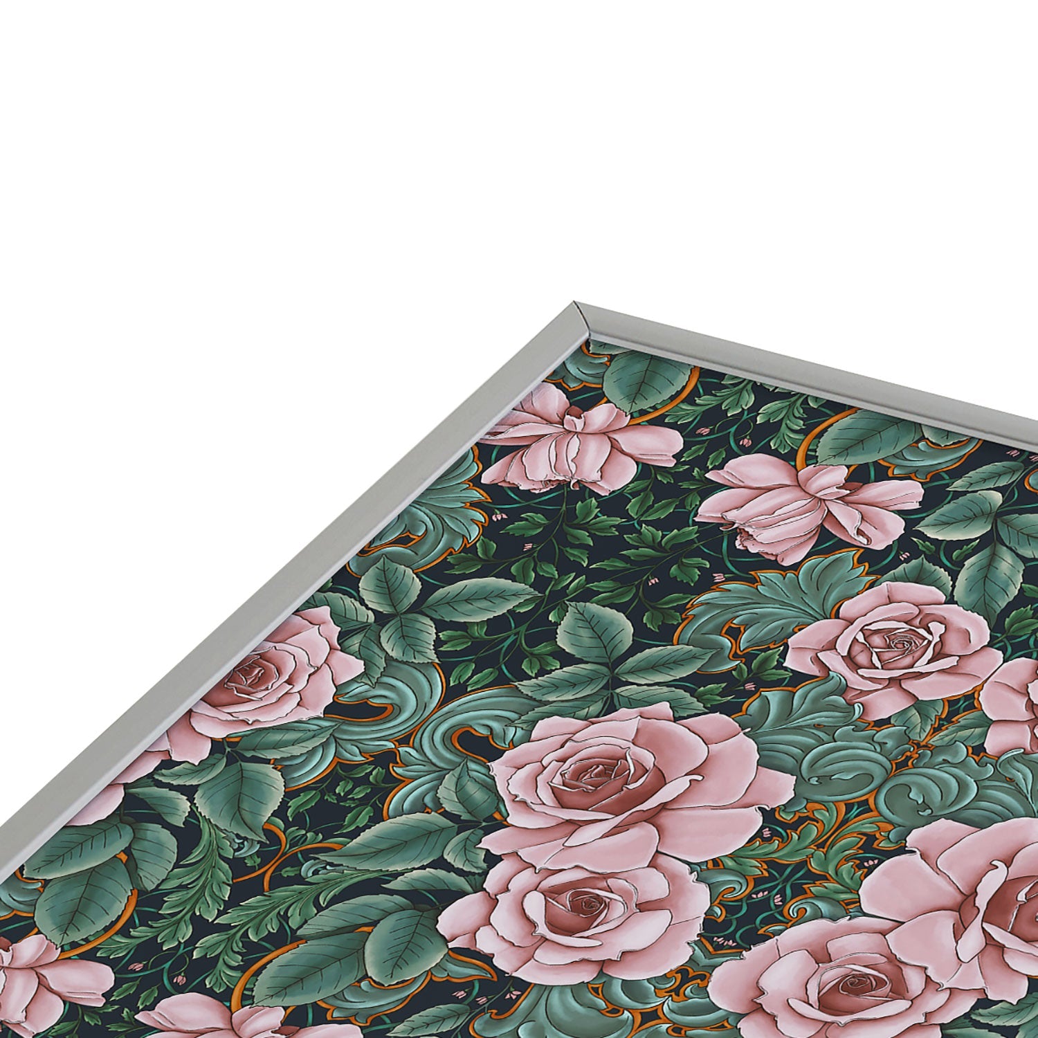 Marta Barragan Camarasa Ornate Vintage Rose Garden Square Metal Framed Art Print