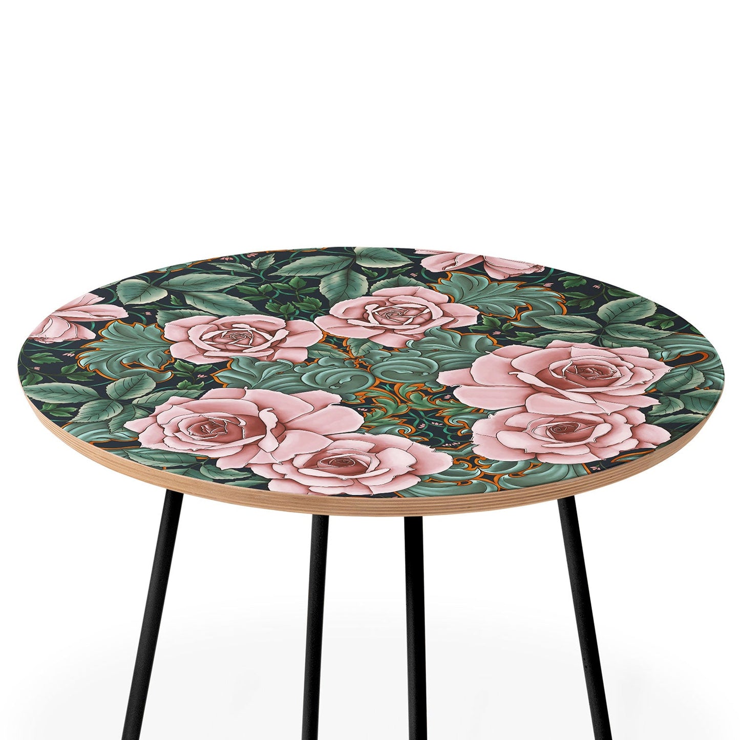 Marta Barragan Camarasa Ornate Vintage Rose Garden Round Side Table