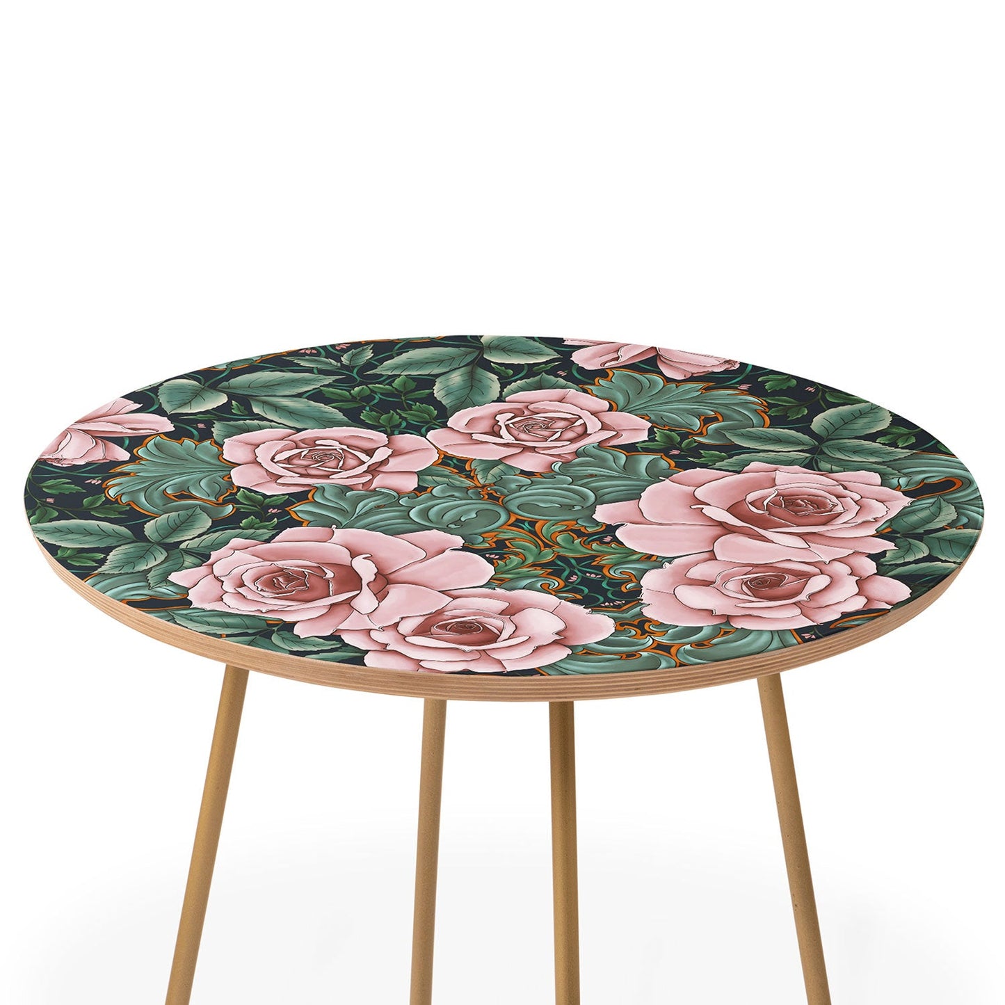 Marta Barragan Camarasa Ornate Vintage Rose Garden Round Side Table