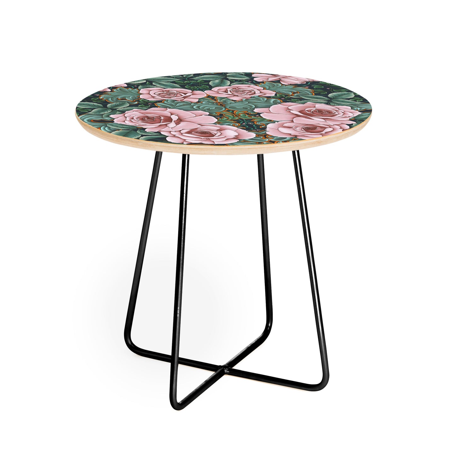 Marta Barragan Camarasa Ornate Vintage Rose Garden Round Side Table
