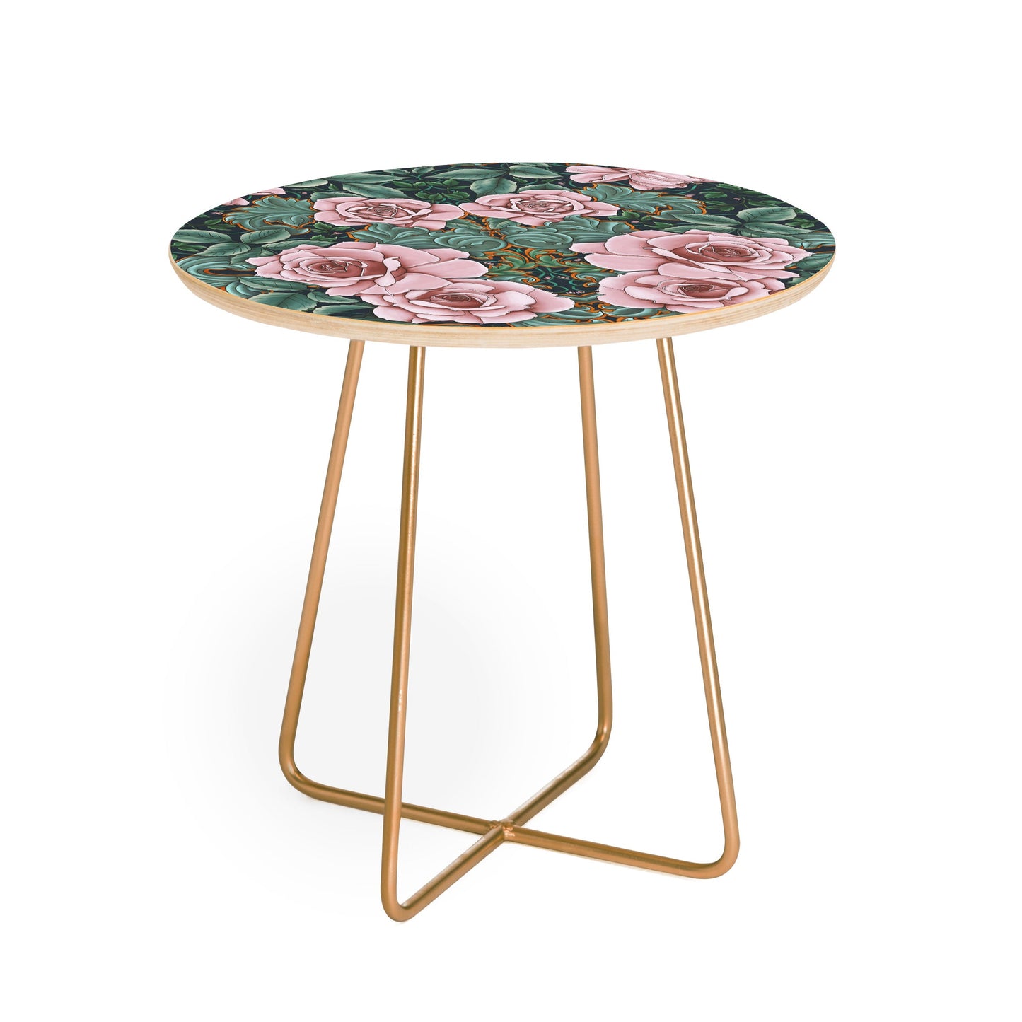 Marta Barragan Camarasa Ornate Vintage Rose Garden Round Side Table
