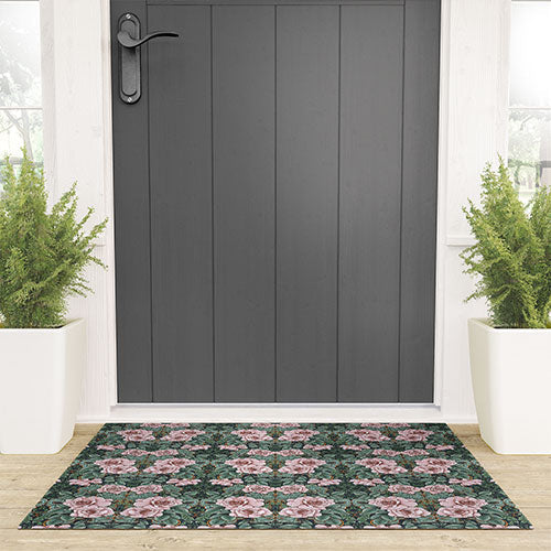 Marta Barragan Camarasa Ornate Vintage Rose Garden Welcome Mat