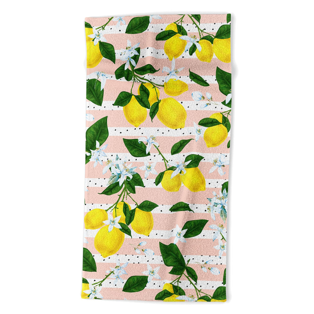 Marta Barragan Camarasa Pattern of flowery lemons Beach Towel