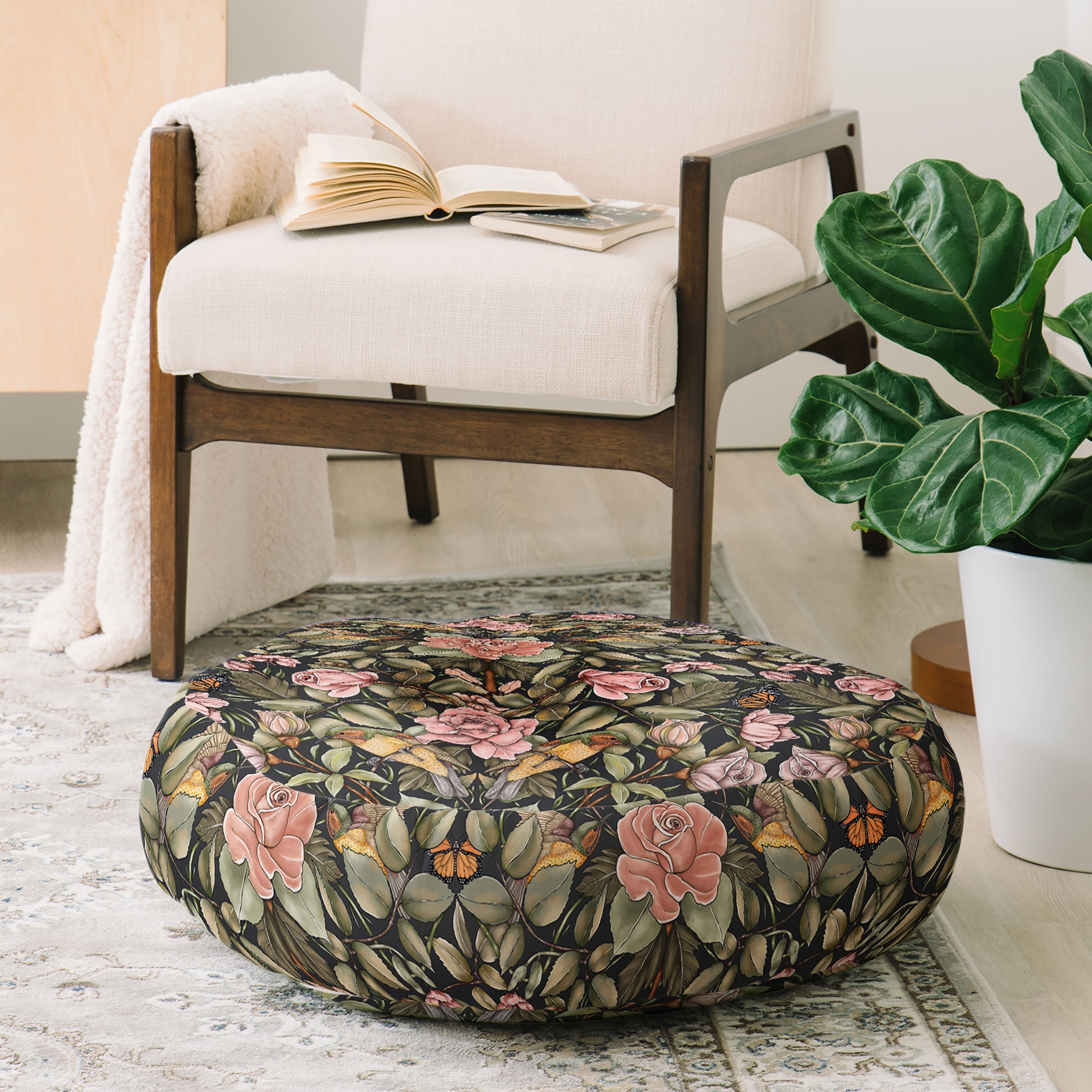 Marta Barragan Camarasa Victorian Garden Beauty Floor Pillow Round