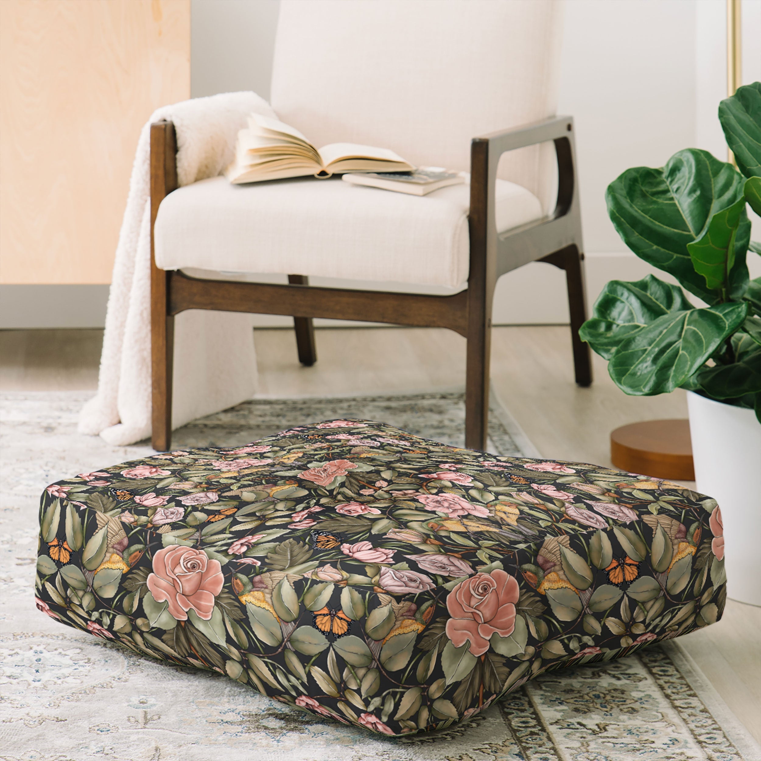 Marta Barragan Camarasa Victorian Garden Beauty Floor Pillow Square