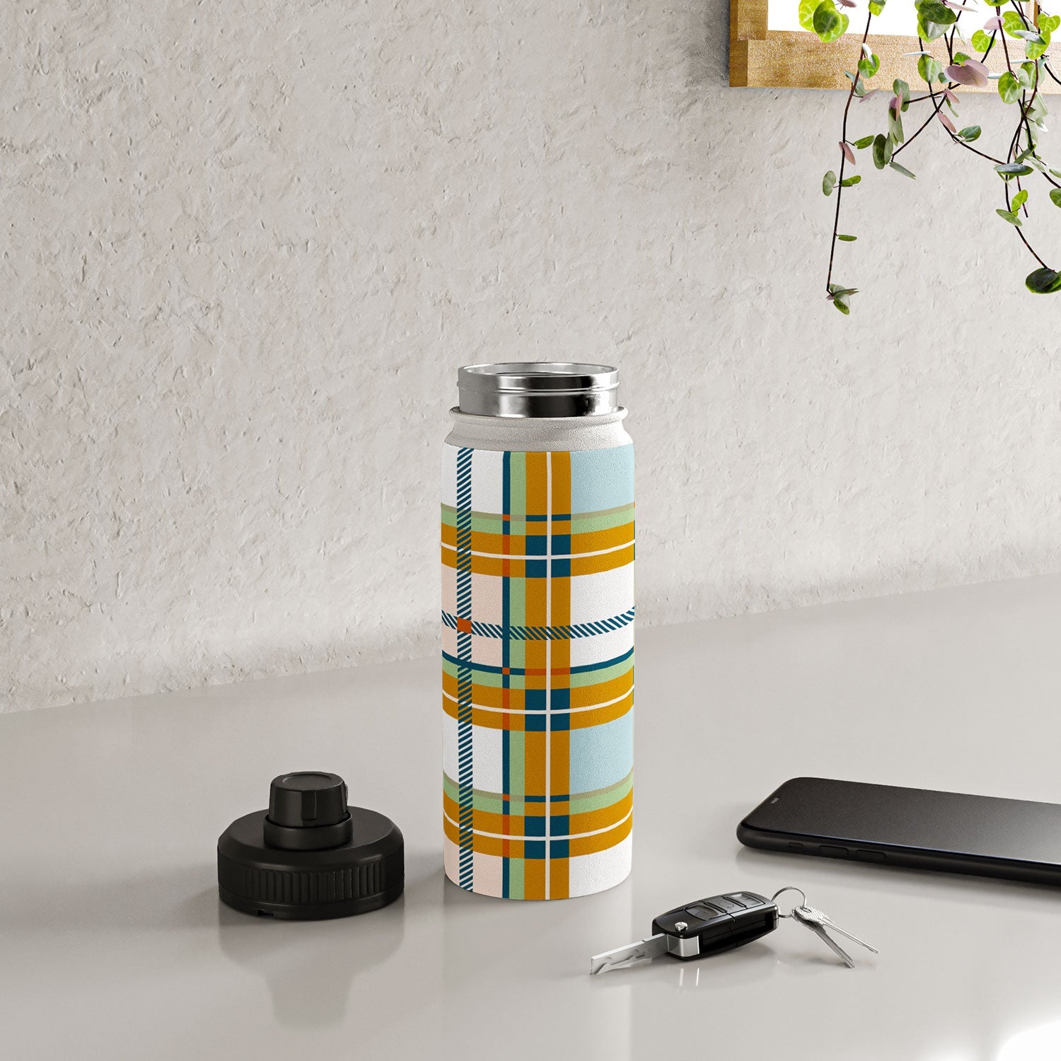 Marta Barragan Camarasa Warm Plaid Fusion Water Bottle