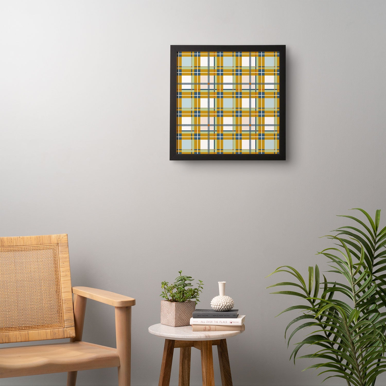 Marta Barragan Camarasa Warm Plaid Fusion Framed Wall Art