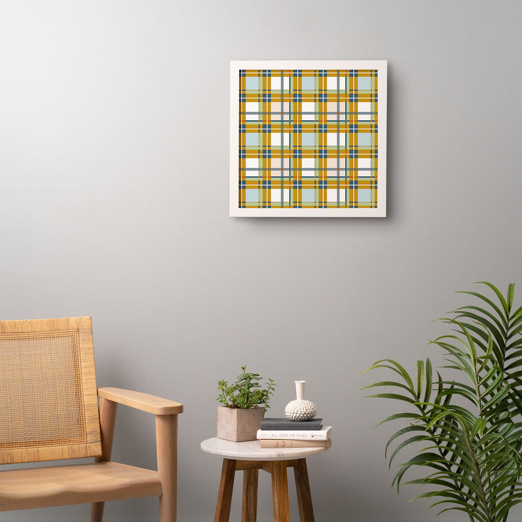 Marta Barragan Camarasa Warm Plaid Fusion Framed Wall Art