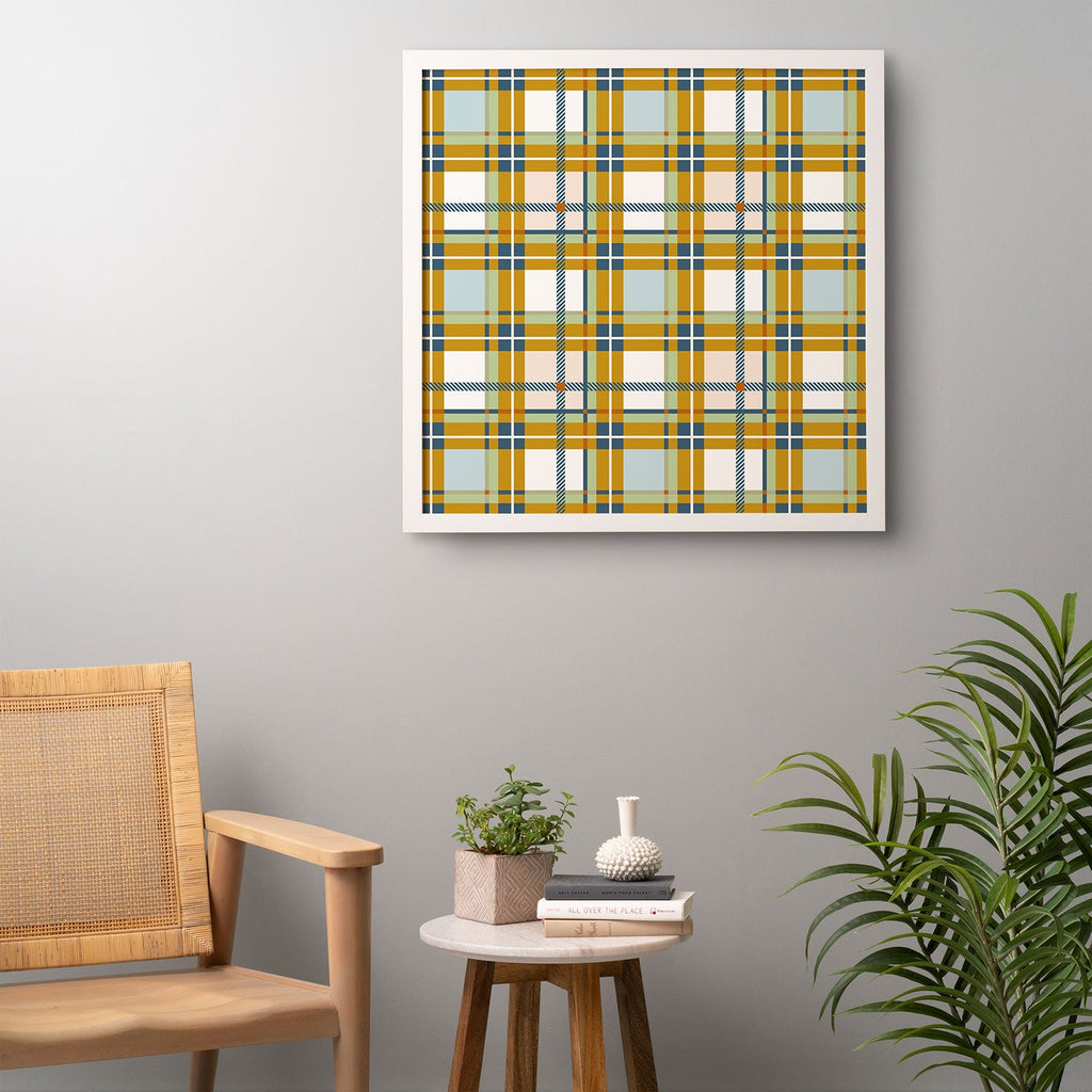 Marta Barragan Camarasa Warm Plaid Fusion Framed Wall Art