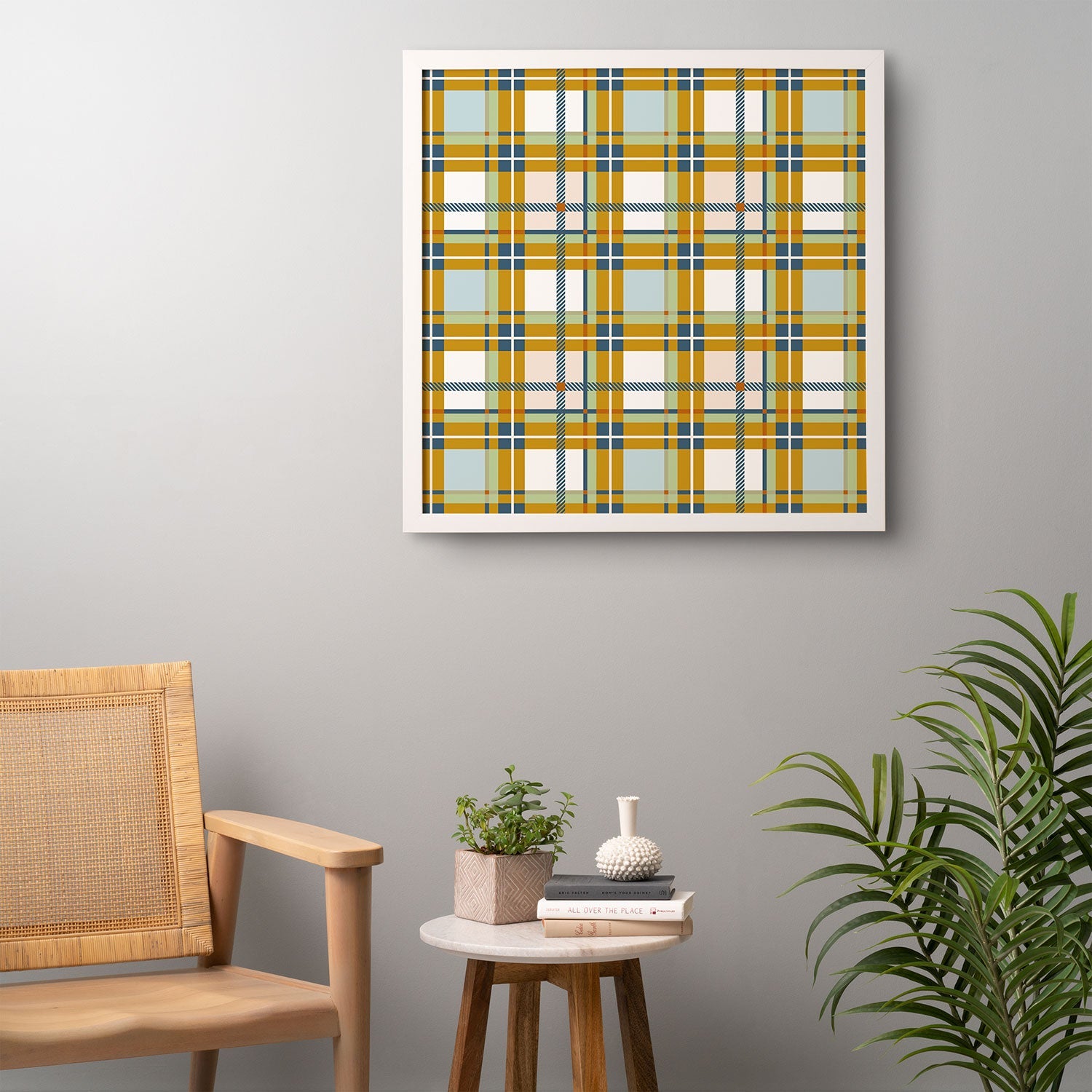 Marta Barragan Camarasa Warm Plaid Fusion Framed Wall Art