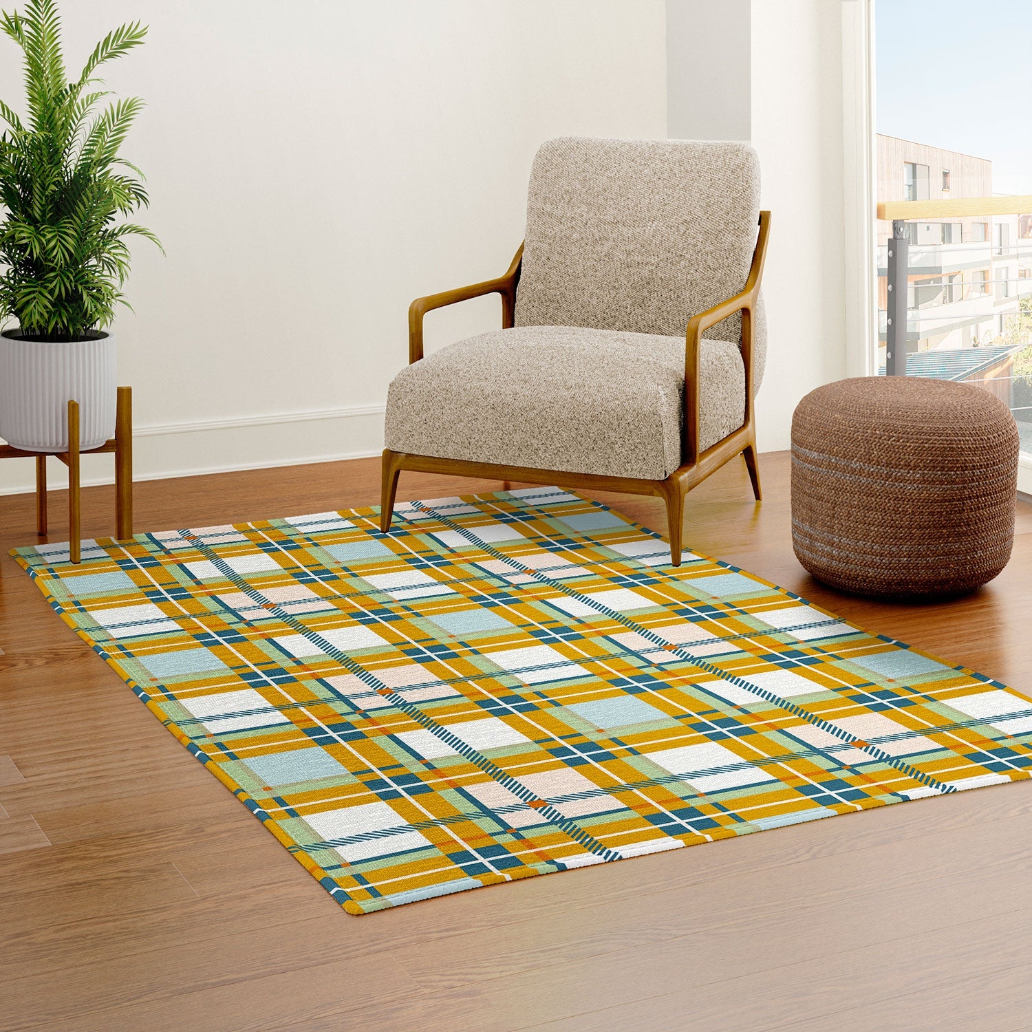 Marta Barragan Camarasa Warm Plaid Fusion Area Rug