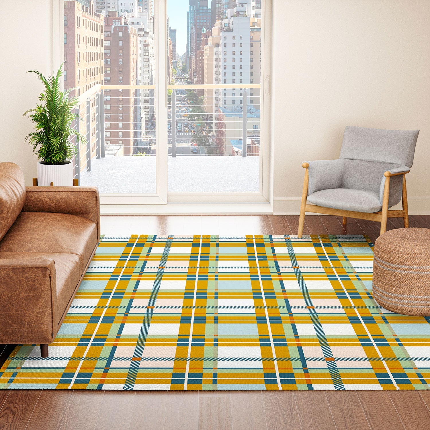 Marta Barragan Camarasa Warm Plaid Fusion Area Rug