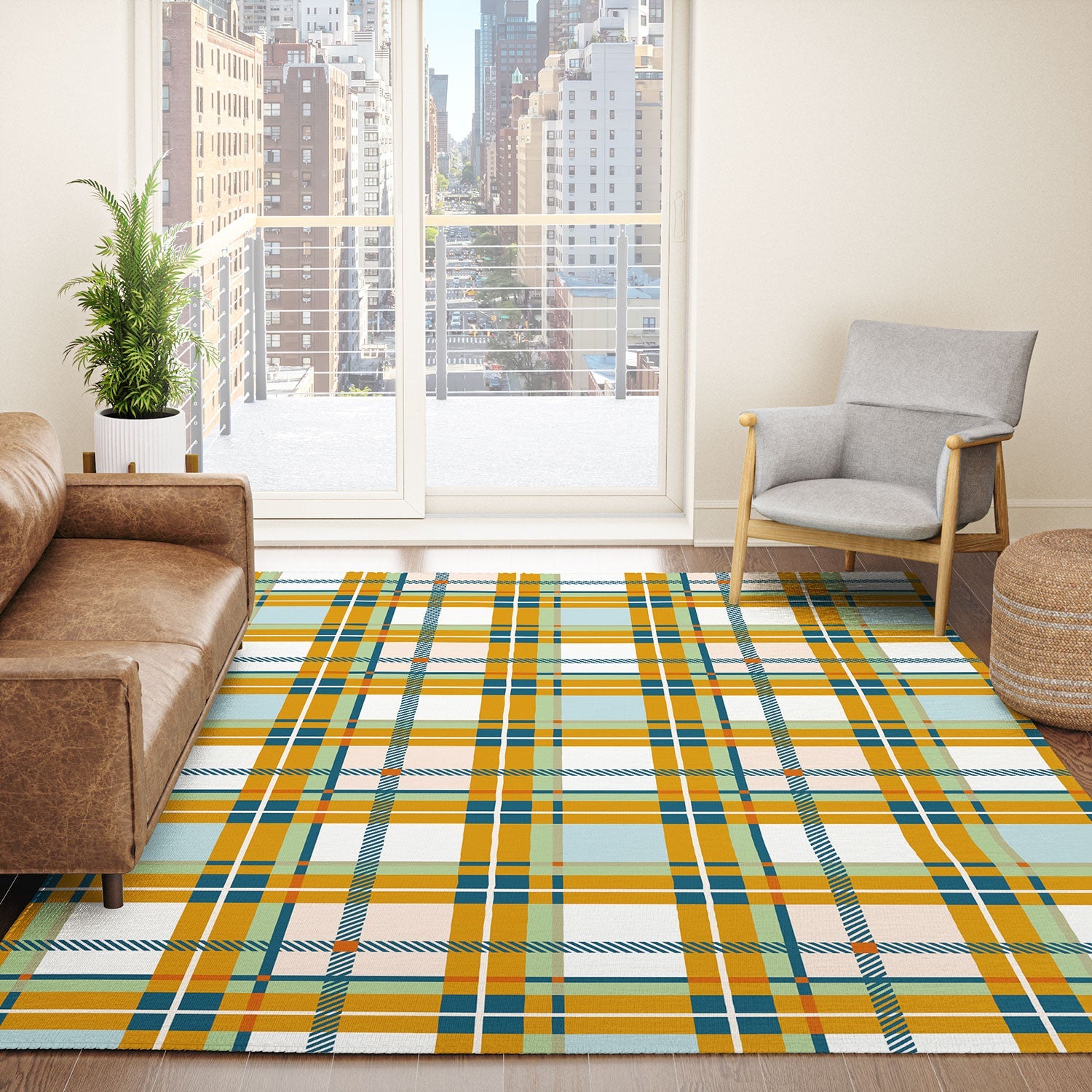 Marta Barragan Camarasa Warm Plaid Fusion Area Rug