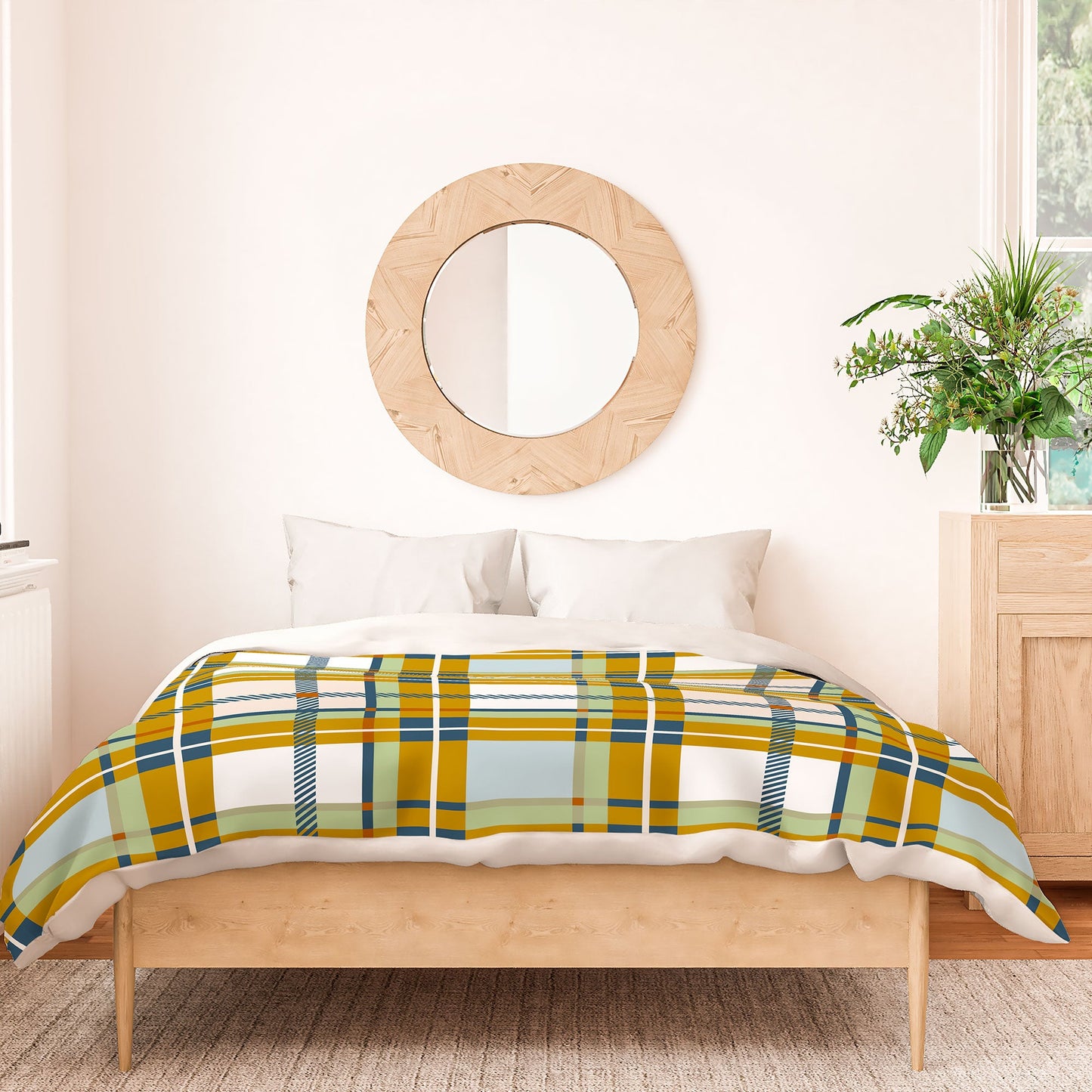 Marta Barragan Camarasa Warm Plaid Fusion Duvet Cover