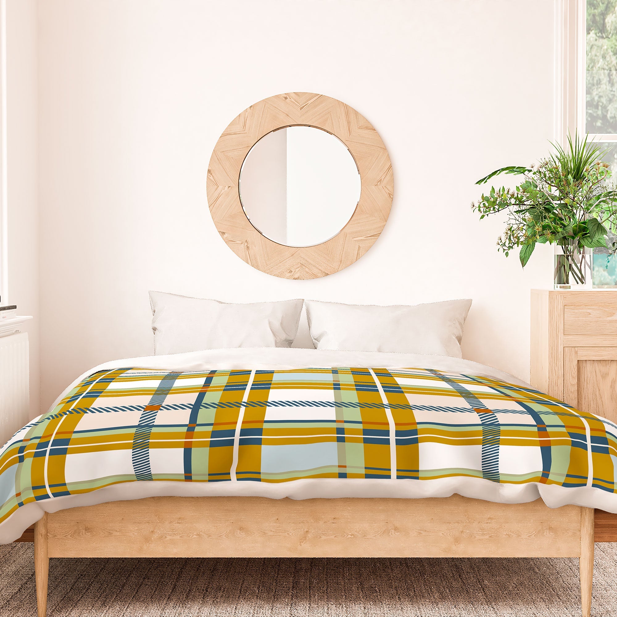 Marta Barragan Camarasa Warm Plaid Fusion Duvet Cover