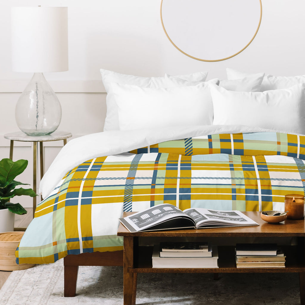 Marta Barragan Camarasa Warm Plaid Fusion Duvet Cover