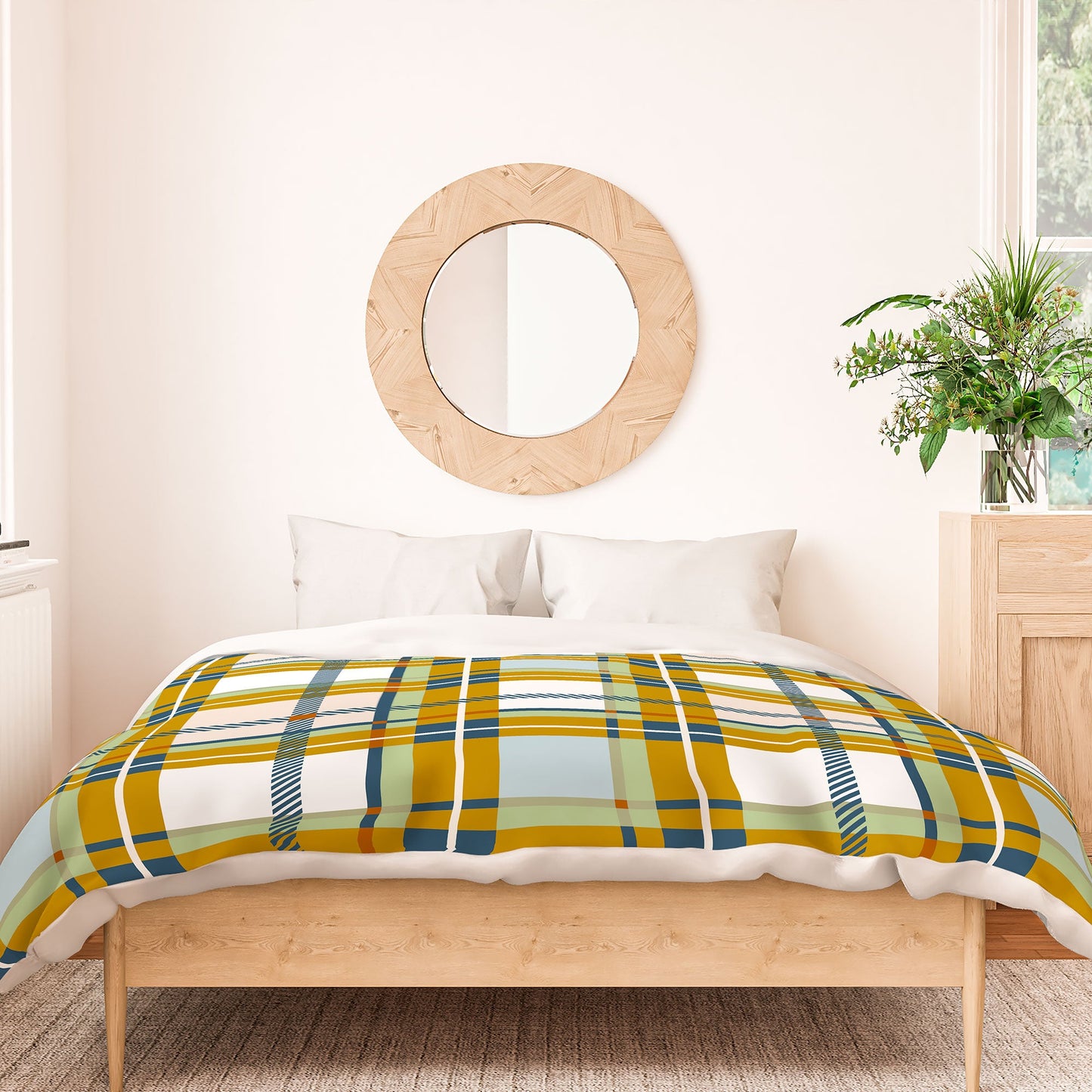 Marta Barragan Camarasa Warm Plaid Fusion Duvet Cover