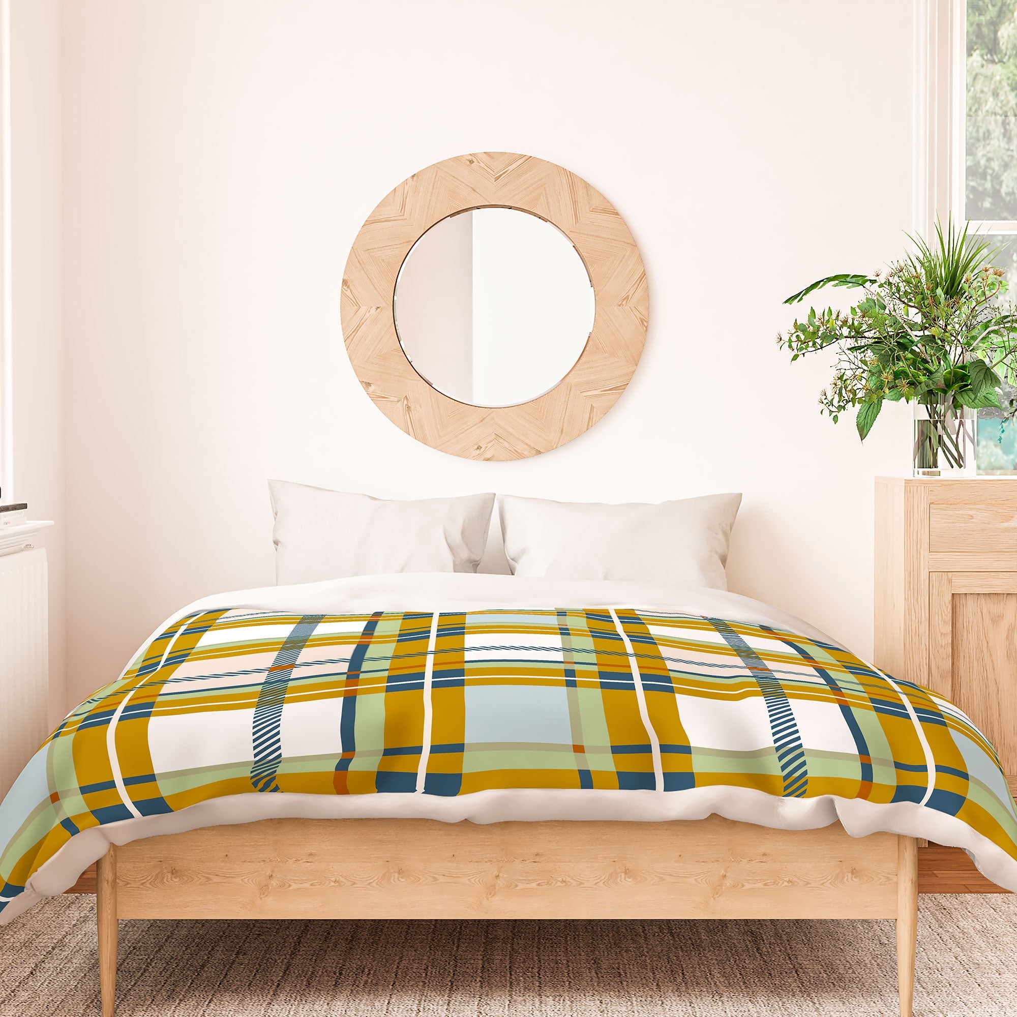 Marta Barragan Camarasa Warm Plaid Fusion Duvet Cover