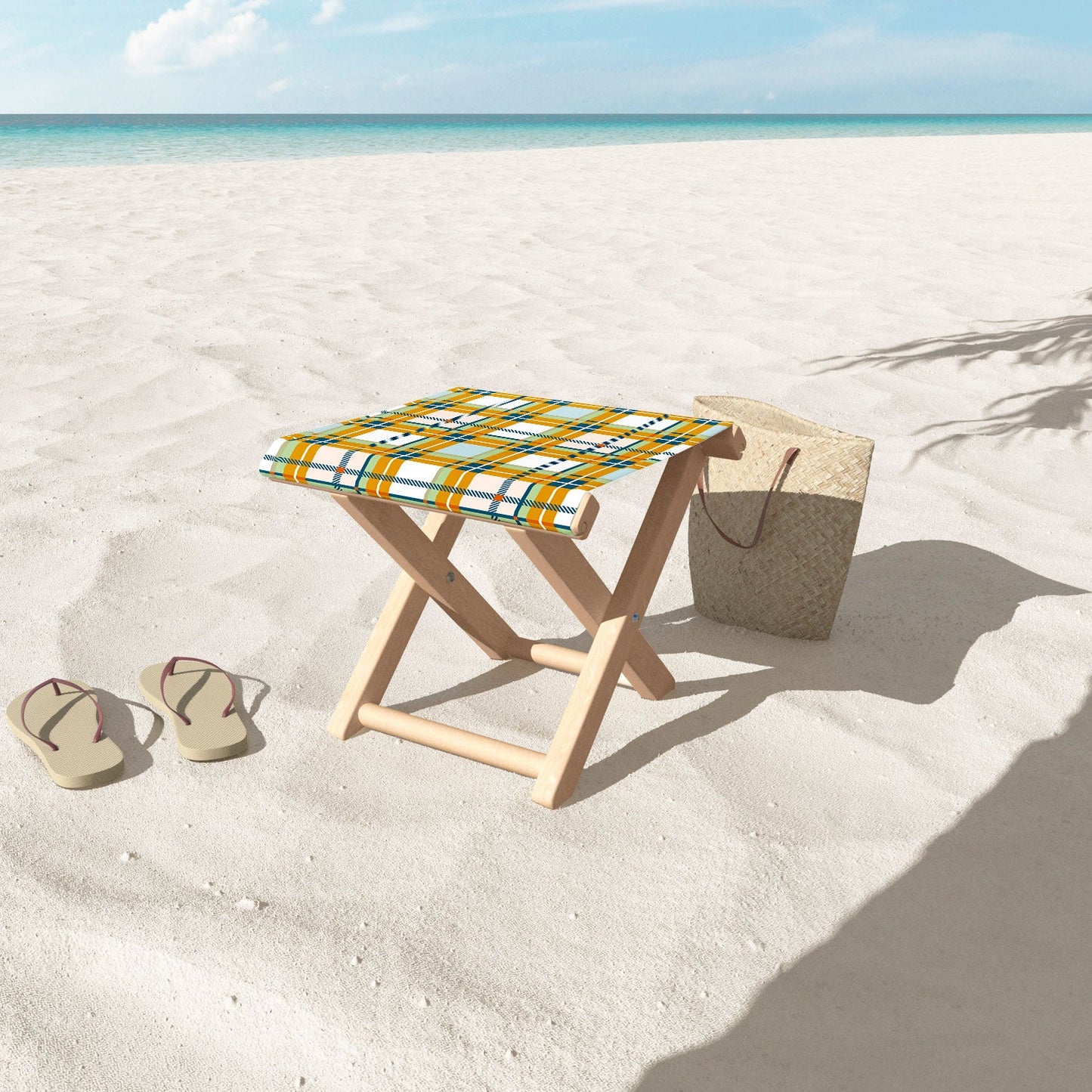 Marta Barragan Camarasa Warm Plaid Fusion Folding Stool