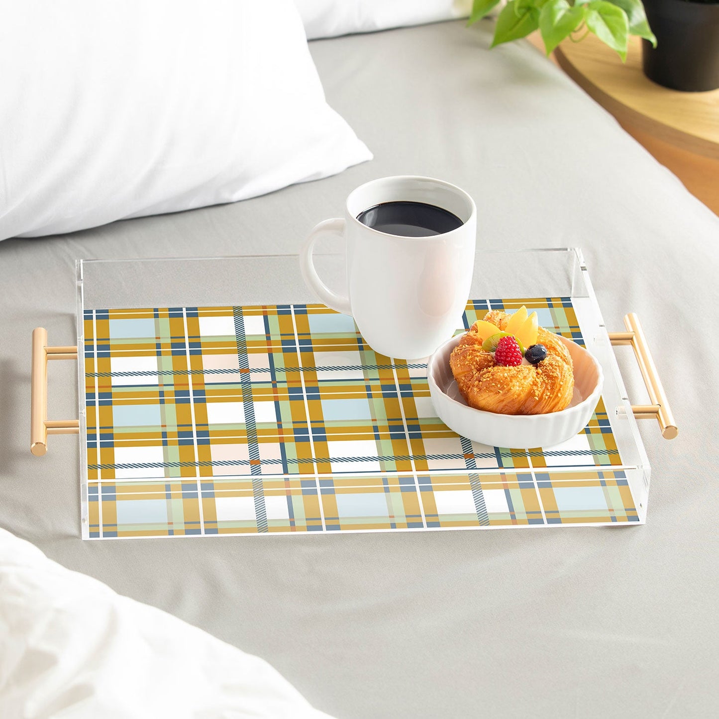 Marta Barragan Camarasa Warm Plaid Fusion Acrylic Tray