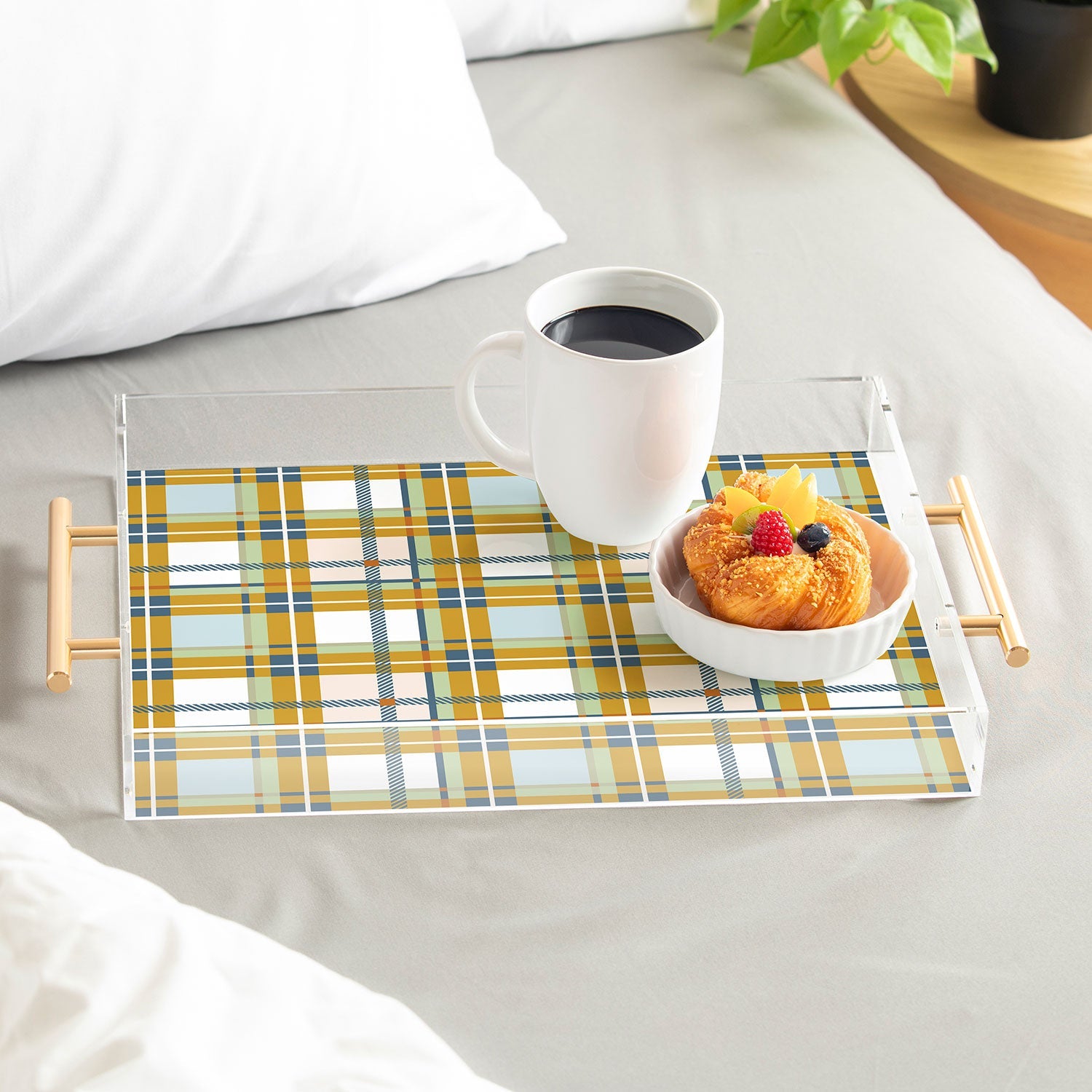 Marta Barragan Camarasa Warm Plaid Fusion Acrylic Tray