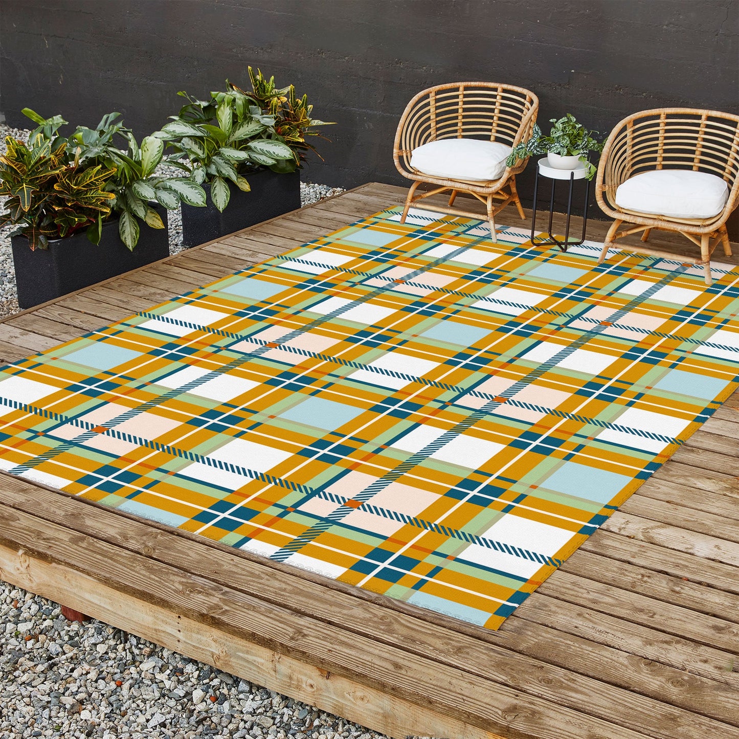 Marta Barragan Camarasa Warm Plaid Fusion Outdoor Rug