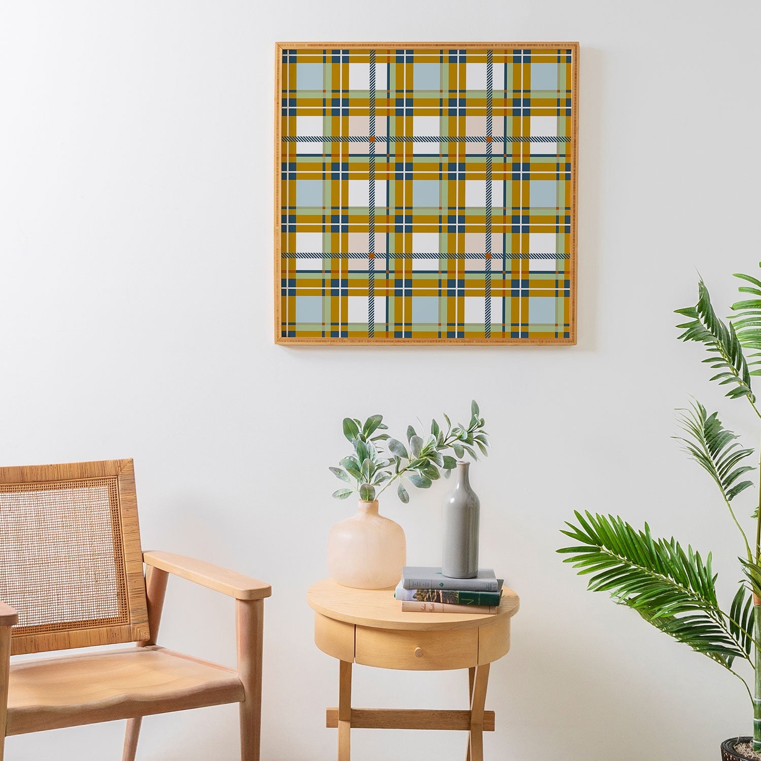 Marta Barragan Camarasa Warm Plaid Fusion Framed Wall Art