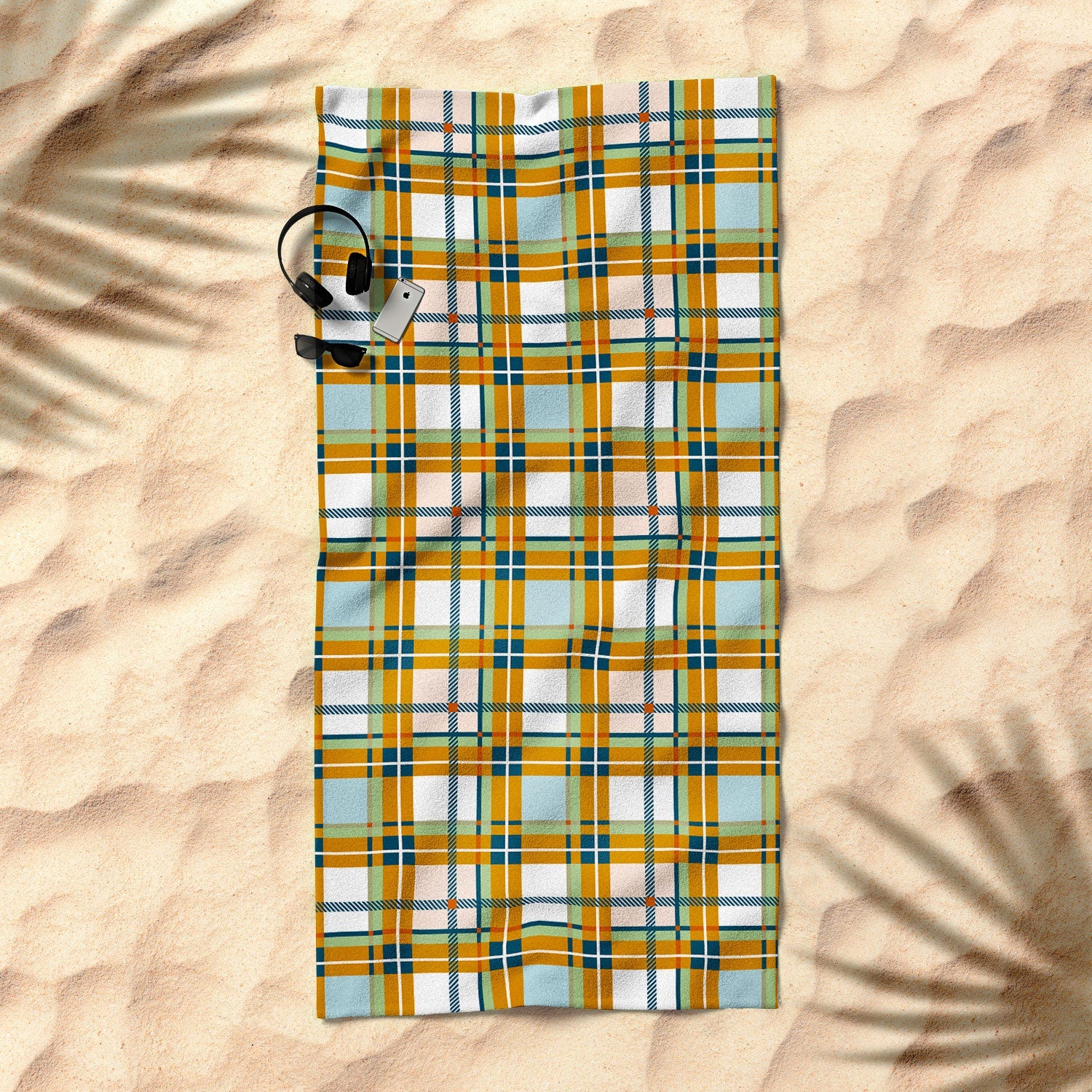 Marta Barragan Camarasa Warm Plaid Fusion Beach Towel