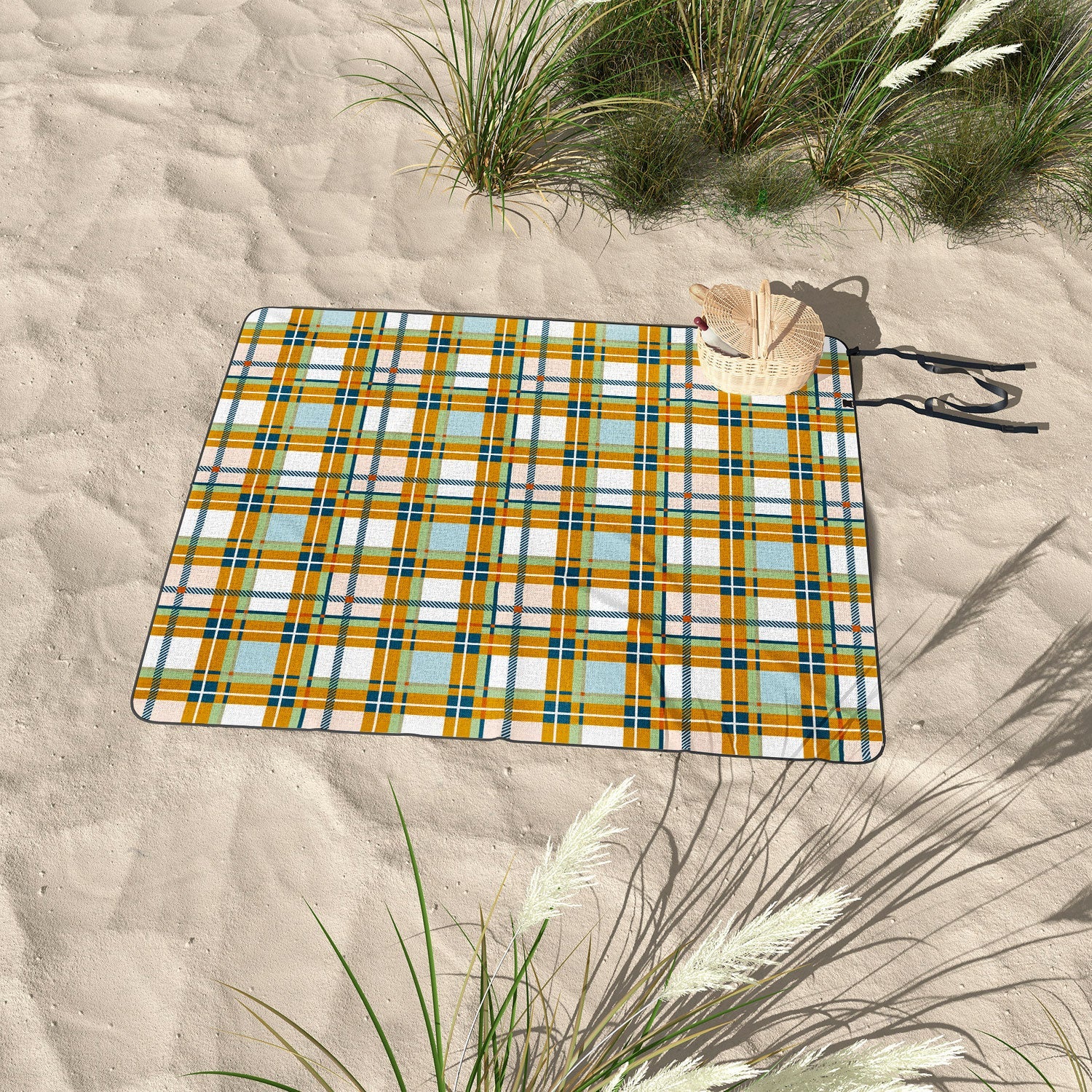 Marta Barragan Camarasa Warm Plaid Fusion Picnic Blanket