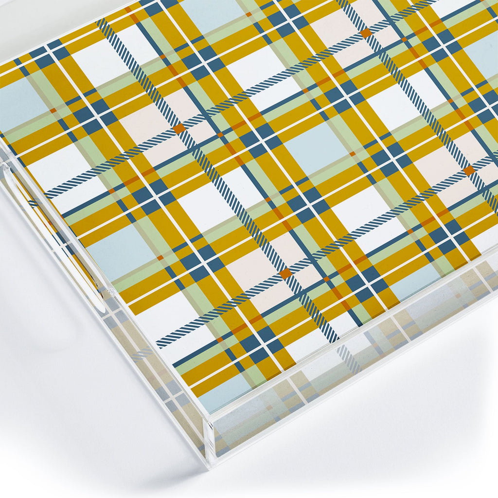 Marta Barragan Camarasa Warm Plaid Fusion Acrylic Tray