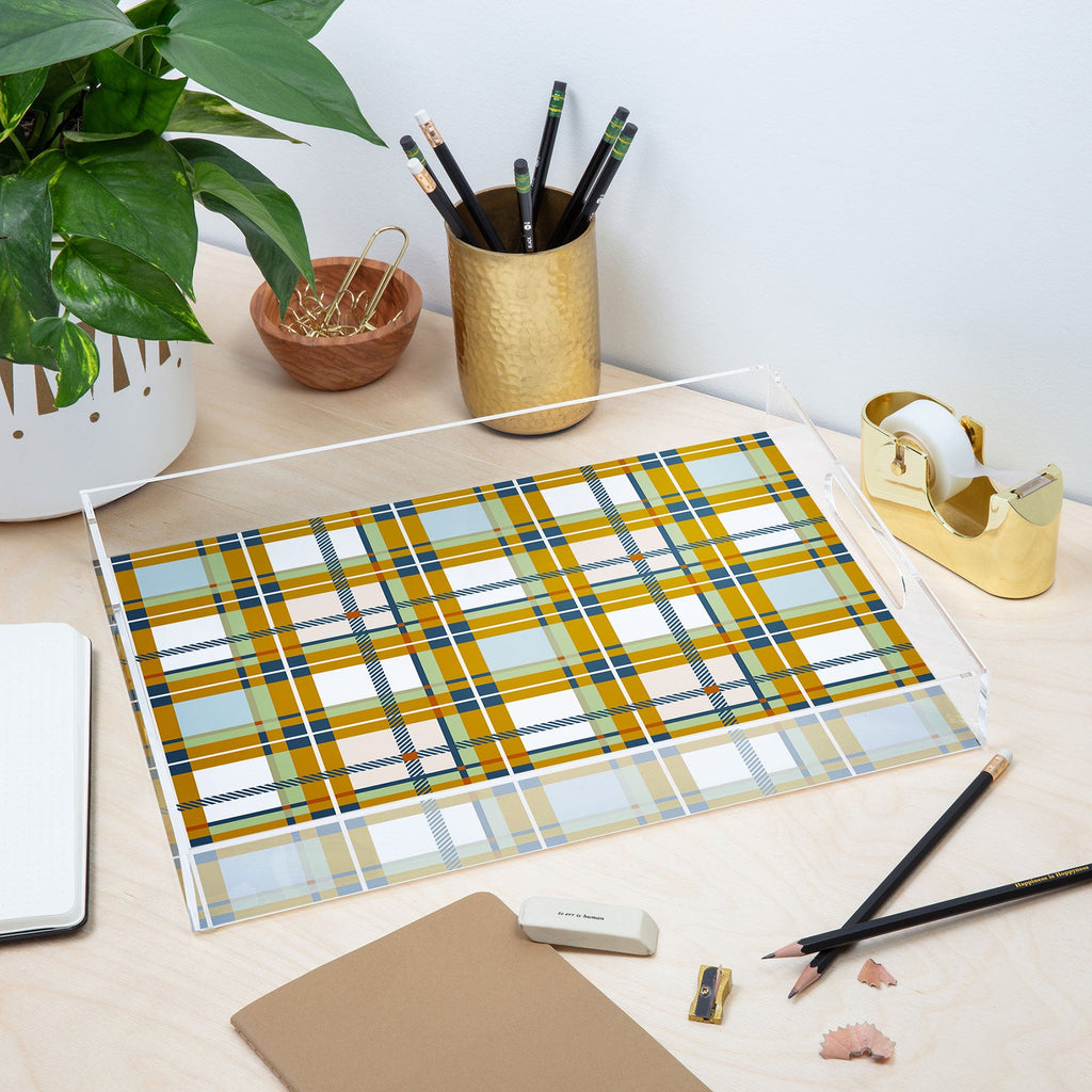 Marta Barragan Camarasa Warm Plaid Fusion Acrylic Tray