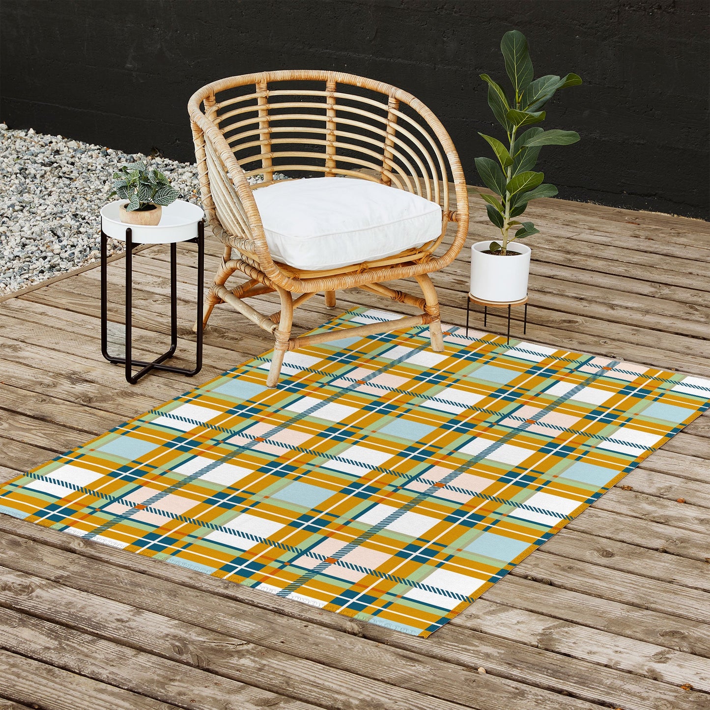 Marta Barragan Camarasa Warm Plaid Fusion Outdoor Rug