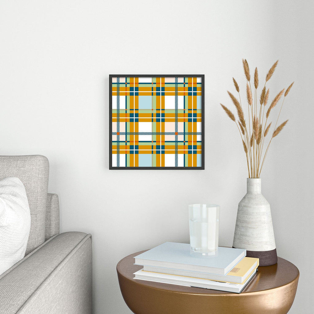 Marta Barragan Camarasa Warm Plaid Fusion Square Metal Framed Art Print