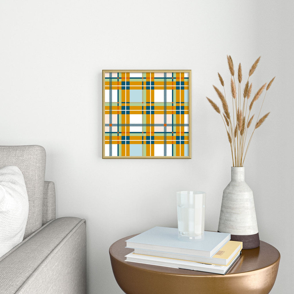 Marta Barragan Camarasa Warm Plaid Fusion Square Metal Framed Art Print