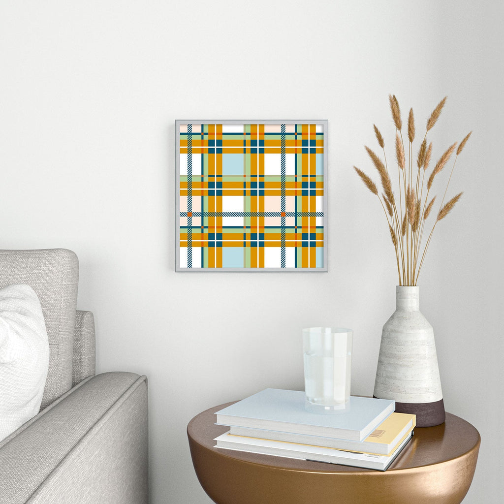 Marta Barragan Camarasa Warm Plaid Fusion Square Metal Framed Art Print