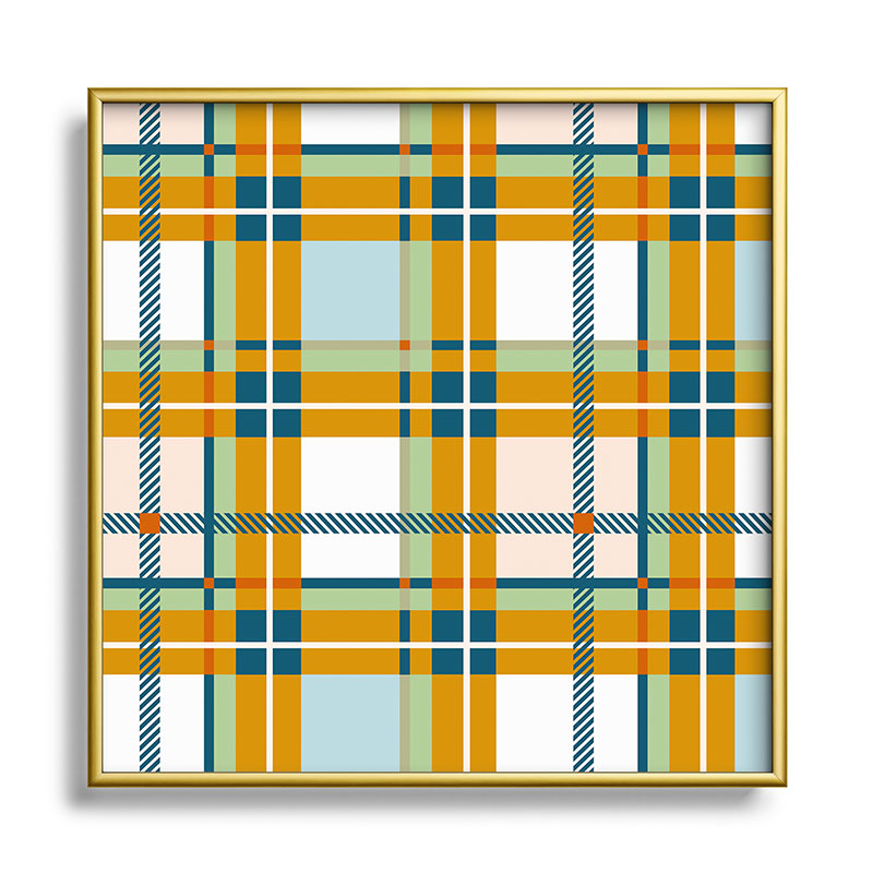 Marta Barragan Camarasa Warm Plaid Fusion Square Metal Framed Art Print