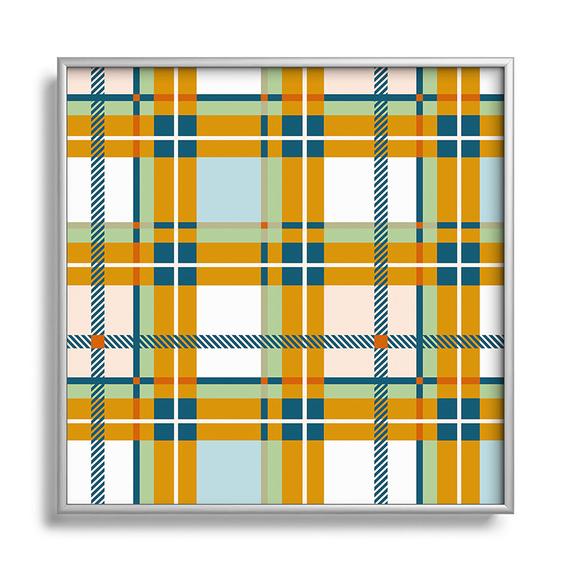 Marta Barragan Camarasa Warm Plaid Fusion Square Metal Framed Art Print