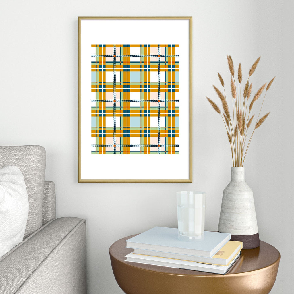 Marta Barragan Camarasa Warm Plaid Fusion Metal Framed Art Print