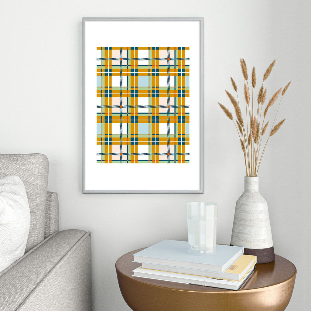 Marta Barragan Camarasa Warm Plaid Fusion Metal Framed Art Print