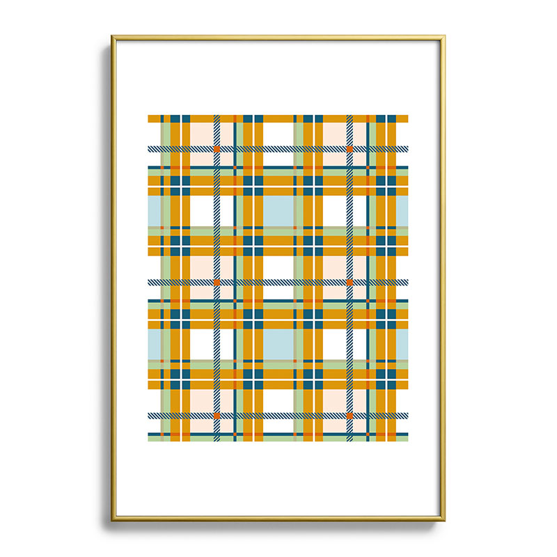 Marta Barragan Camarasa Warm Plaid Fusion Metal Framed Art Print