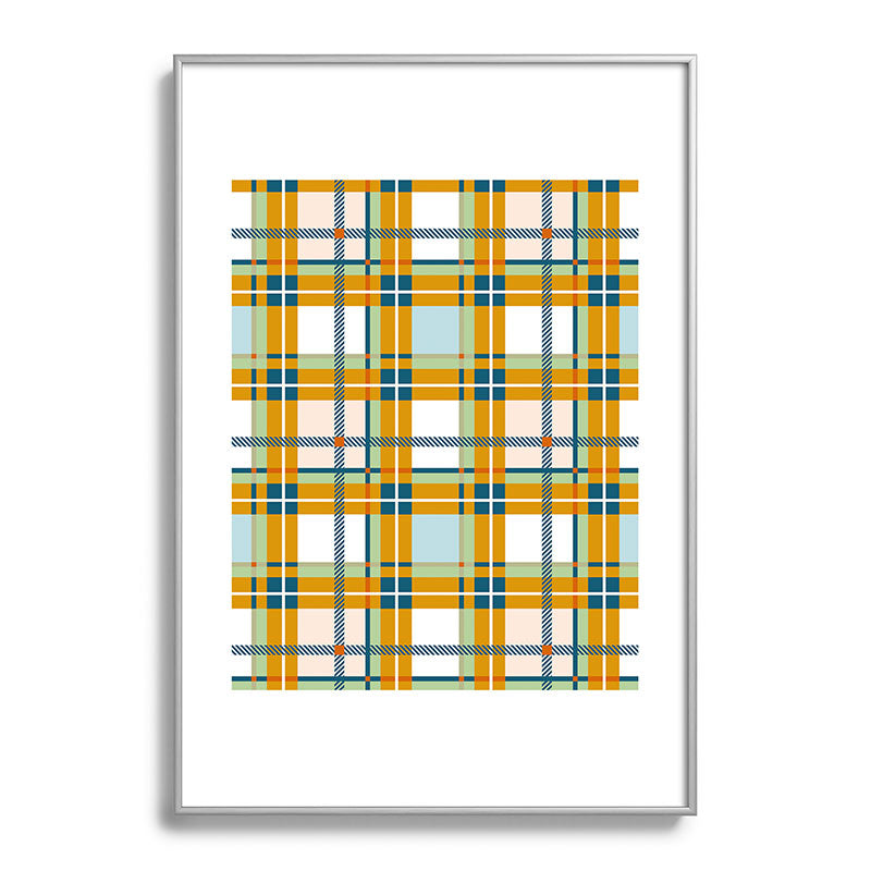 Marta Barragan Camarasa Warm Plaid Fusion Metal Framed Art Print