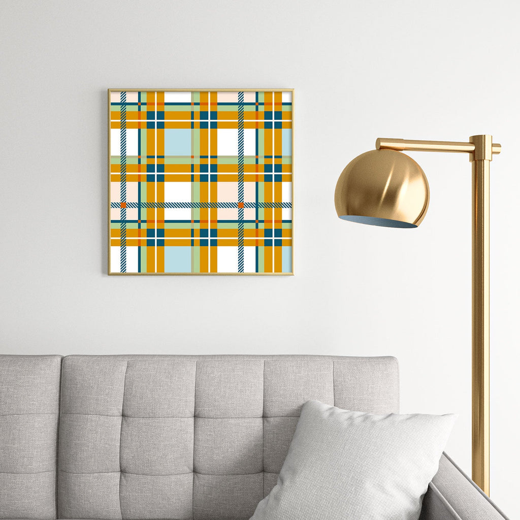 Marta Barragan Camarasa Warm Plaid Fusion Square Metal Framed Art Print
