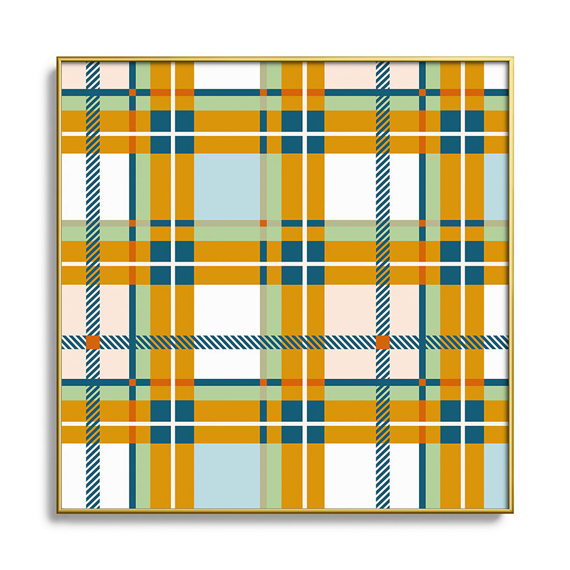 Marta Barragan Camarasa Warm Plaid Fusion Square Metal Framed Art Print