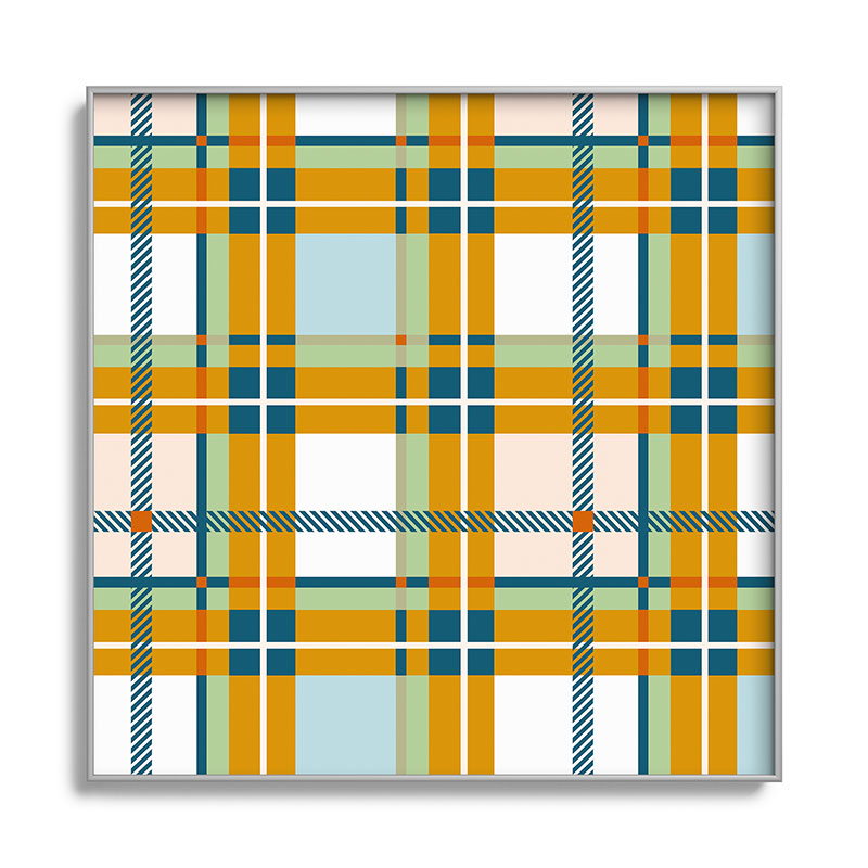 Marta Barragan Camarasa Warm Plaid Fusion Square Metal Framed Art Print