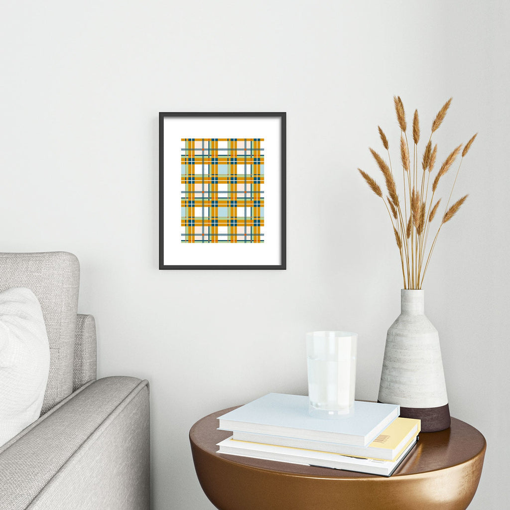 Marta Barragan Camarasa Warm Plaid Fusion Metal Framed Art Print