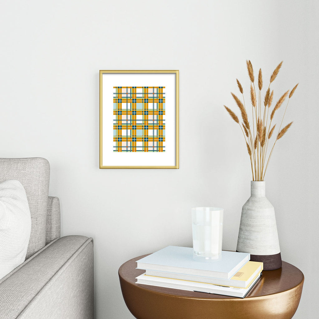 Marta Barragan Camarasa Warm Plaid Fusion Metal Framed Art Print